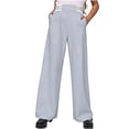 thumbnail image 3 of Stamzod Uniform Pants for Girls Fashion Striped High Waisted Wide Leg Dress Pants Casual formal Straight Leg Trousers with Pockets 13-14Years, 3 of 10