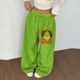 thumbnail image 2 of Women's Casual Christmas Print Elastic Waist Loose Fit With Plush Wide Leg Pants, 2 of 2