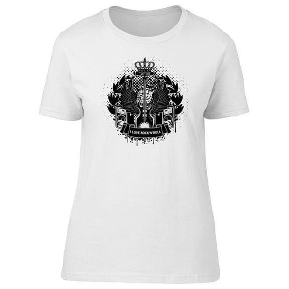I Love Rock N Roll, Retro Quote T-Shirt Women -Image by Shutterstock, Female Large