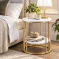 thumbnail image 4 of Wisfor Sintered Stone 2 Tier Sofa Side Table Round Coffee Table Nightstand for Living Room Bedroom, 4 of 13