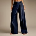 thumbnail image 2 of KLHDSF Pants For Women Solid Casual Drapey Sash Tie Wide Leg Trousers Work Office Navy S, 2 of 8