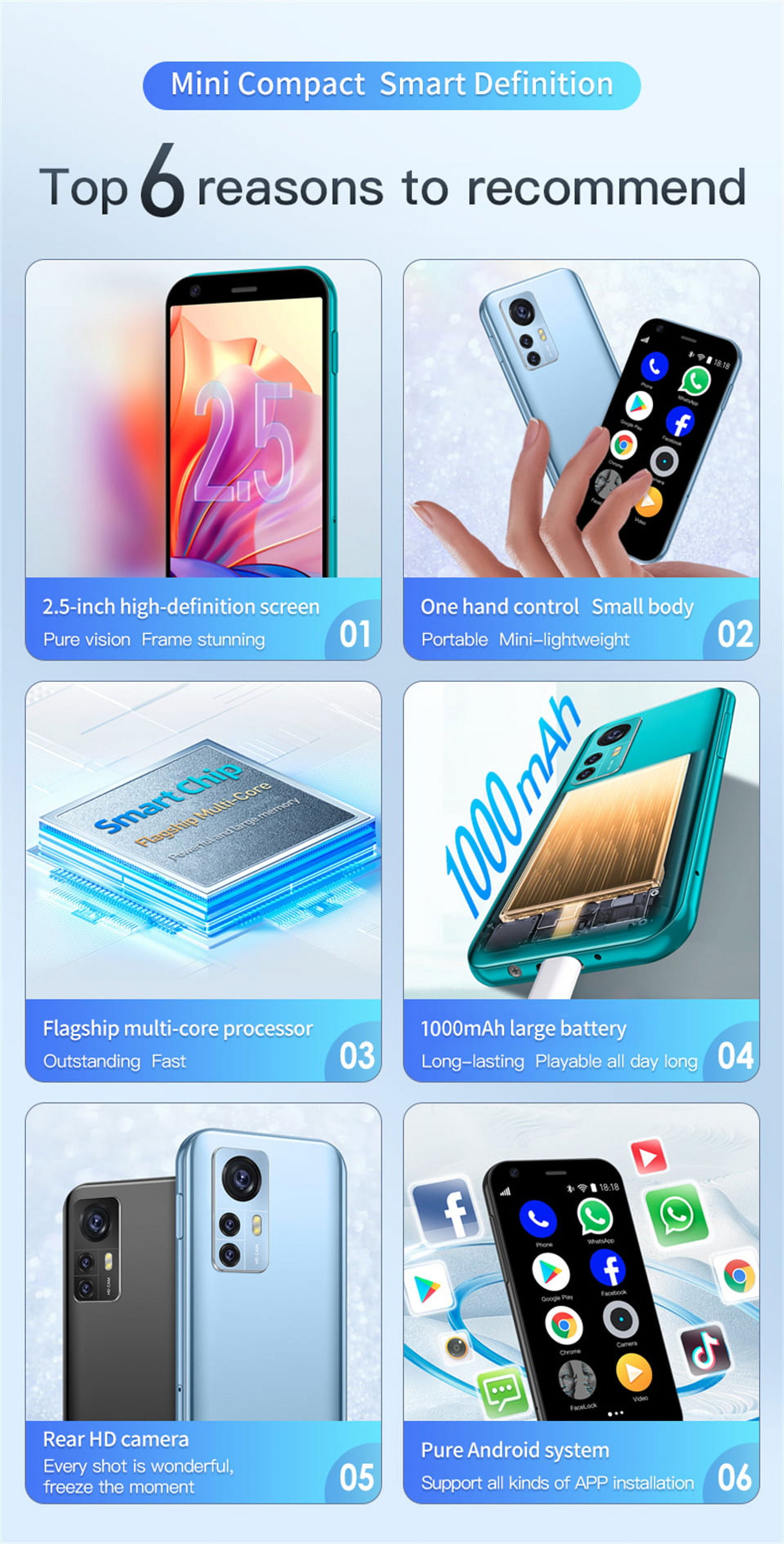 SOYES D18 2.5 Inches Display Mini Android Smartphone 2MP Rear Camera Dual SIM 3G Network Small Mobile Phone