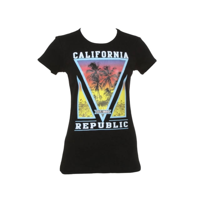 Cali Pride Womens Short-Sleeve T-Shirt - Palm Trees - Large Black