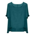 thumbnail image 3 of Green Women's Short Sleeve T-shirt, Women'S Summer Short Sleeve Solid Casual Loose Linen Top,Women's Short sleeve T-shirt 3XL, 3 of 4
