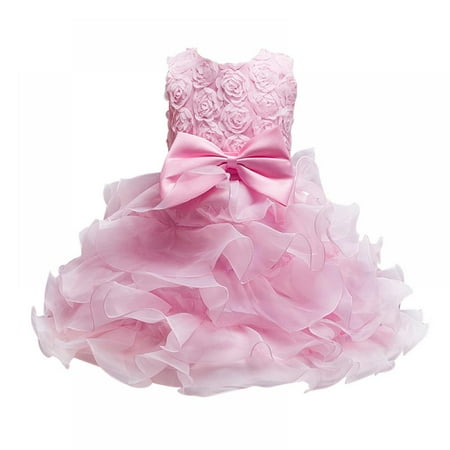 

BULLPIANO 3-10T Toddler Kids Girl Embroidered Tutu Ball Gown Lace Dresses Toddler Party Bowknot Wedding Dresses