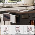 thumbnail image 4 of 55'' Rolling Kitchen Island Cart with Drop Leaf and Power Outlet, Kitchen Island on Wheels with 2 Storage Cabinets, 2 Drawers, 5 Spice Racks and 3 Adjustable Shelves, Black, 4 of 10