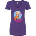 thumbnail image 3 of Inktastic Nautical Orange and Pink Mermaid Sitting on Anchor Women's V-Neck T-Shirt, 3 of 5