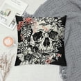 thumbnail image 2 of Halloween Decorative Pillow Cover Vintage Floral Skull Gothic Crow Throw Pillow Case  White Black Style Day of The Dead Home Decor Cushion Cover, 2 of 5