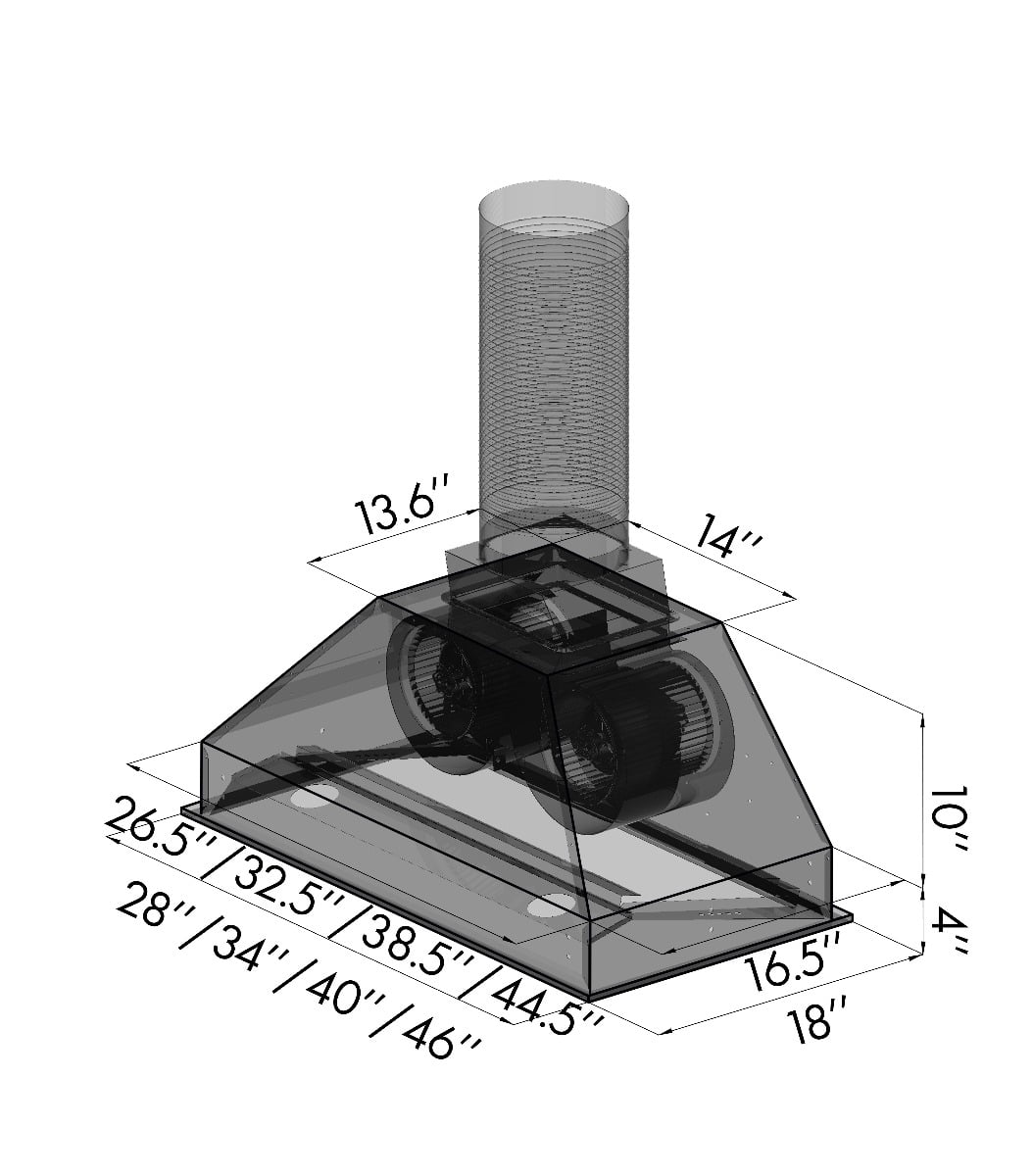 ZLINE 46 in. Remote Blower Range Hood Insert in Stainless Steel (698-RD-46)