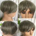 thumbnail image 6 of Men's Hairpiece European Human Hair Toupee 10x8inch HD Swiss Lace Super Thin Skin Back Hair Replacement Wig #2 Mixed 60% Grey Color, 6 of 6