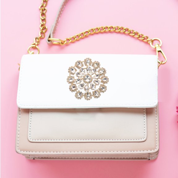 TABLZONE Multi Flower Rhinestone Applique Zinc Alloy Bag Charm Keychain Pendant Easy to Install Accessory