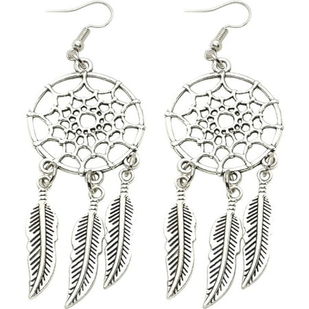 

1 Pair Dream Catcher Earrings Feathering Dangle Earrings Women Ear Pendants