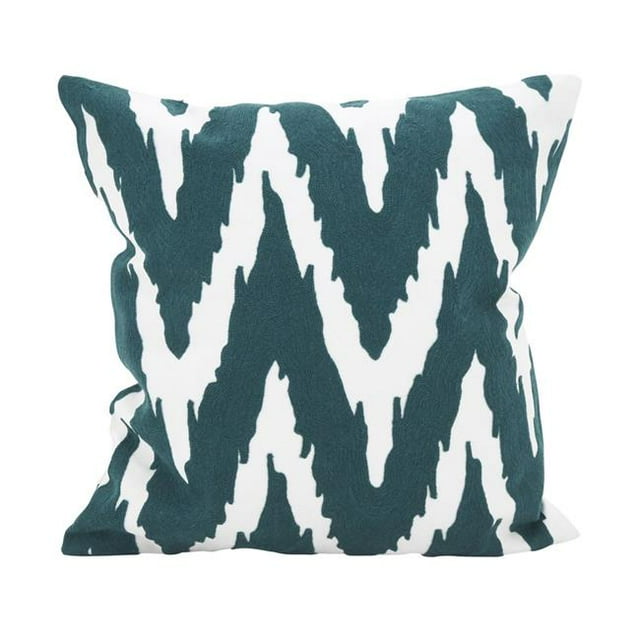 SARO 3313.TE17S 17 Po Carré Imprimé Chevron Plume Rempli Coussin Sarcelle