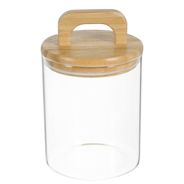 Contenedor de almacenamiento de granos de café, tarro de vidrio transparente, tarro de vidrio hermético con tapa de bambú para cocina