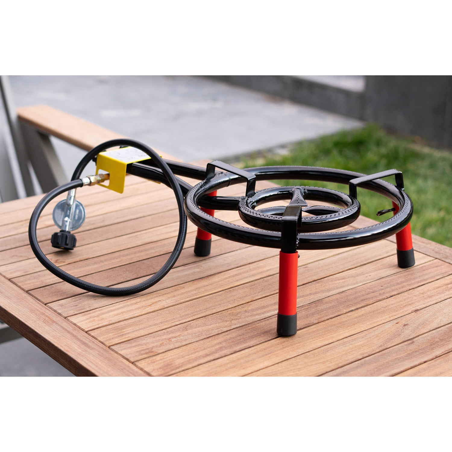 Ringg Flame Series Classic Outdoor Propane Flat Top Cooking Kit, 16-in. Dual Burner & Tabletop Stand for Camping and Backyards