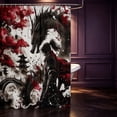 thumbnail image 2 of Manfei Japanese Samurai Dragon Animals Shower Curtain 72Wx72L,Cherry Blossom Bathroom Curtain,Red Gray, 2 of 5