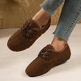 thumbnail image 3 of Rokment Womens Fleece Winter Ballet Flat Walking Boots Comfortable Casual Warm Plush Lined Fuzzy Snow Booties Low Heel Dress Fashion Sneakers Coffee Size 6.5, 3 of 6