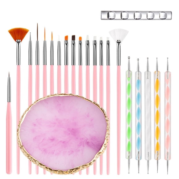 Juego de herramientas para uñas HomTop de 22 piezas con paleta de resina rosa