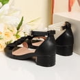 thumbnail image 5 of JAJAHO Girls Princess Dress Shoes Bow Low Heel Sandals Open Toe Hook And Loop Party Wedding Footwear For Little/Big Kids Versatile Shoes, 5 of 8