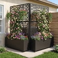 thumbnail image 5 of FOOWIN 71'' H Metal Planter with Trellis and Wheels , Outdoor Raised Garden Bed for Climbing Plants, Trellis Planter Box with Drainage Hole, Black, 5 of 10