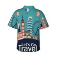thumbnail image 4 of Xecao Let's go Travel print Hawaiian shirt - a stylish short-sleeve button-down for men, perfect for casual beach and tropical outings., 4 of 9