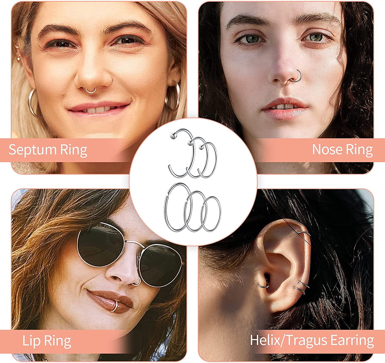 KnBoB Nose Rings for Women 20 Gauge, Nose Rings Jewelry for Women