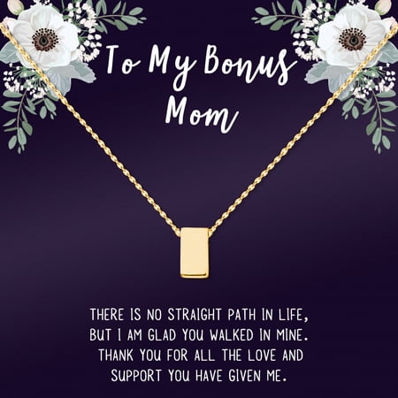 Personalized Card and Necklace for Christmas Day Gift Gift for Mom Gift for Her Custom Card and Necklace for Mom Cube Necklace for Mom [Gold Personalized Card]