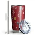 thumbnail image 2 of 20oz Tumblers Red Christmas Candy Cane Pattern Stainless Steel Vacuum Insulated Double Wall Travel Tumbler Cups Mug with Lid and Straw,Cleaning Brush for Cold & Hot Drinks, 2 of 7