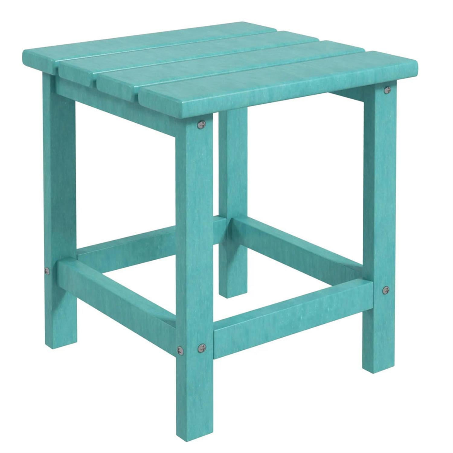 Demi Bonn 15" Square Outdoor End Table, HDPE Plastic Tea Table with Adirondack Chair Compatibility for Backyard & Lawn, Green