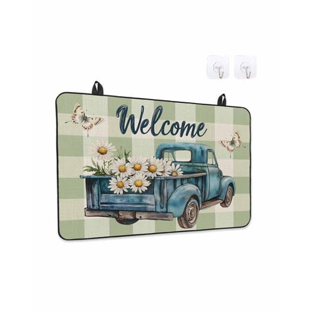 Stove Top Covers for Electric Stove Blue Truck Spring Floral Kitchen Glass Ceramic Electric Cooktop Covers 31 x24 Sage Green Plaid Butterflies HeatResistant Oven/Countertop/Dishwasher Protector