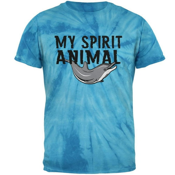 My Spirit Animal Dolphin Pinwheel Blue Tie Dye Adult T-Shirt - 2X-Large