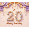 thumbnail image 4 of Floral Design Happy Birthday Banner Milestone Celebration Decorative 20th Birthday Party Backdrop for Indoor Party Outdoor Celebration Event Decor, 4 of 8