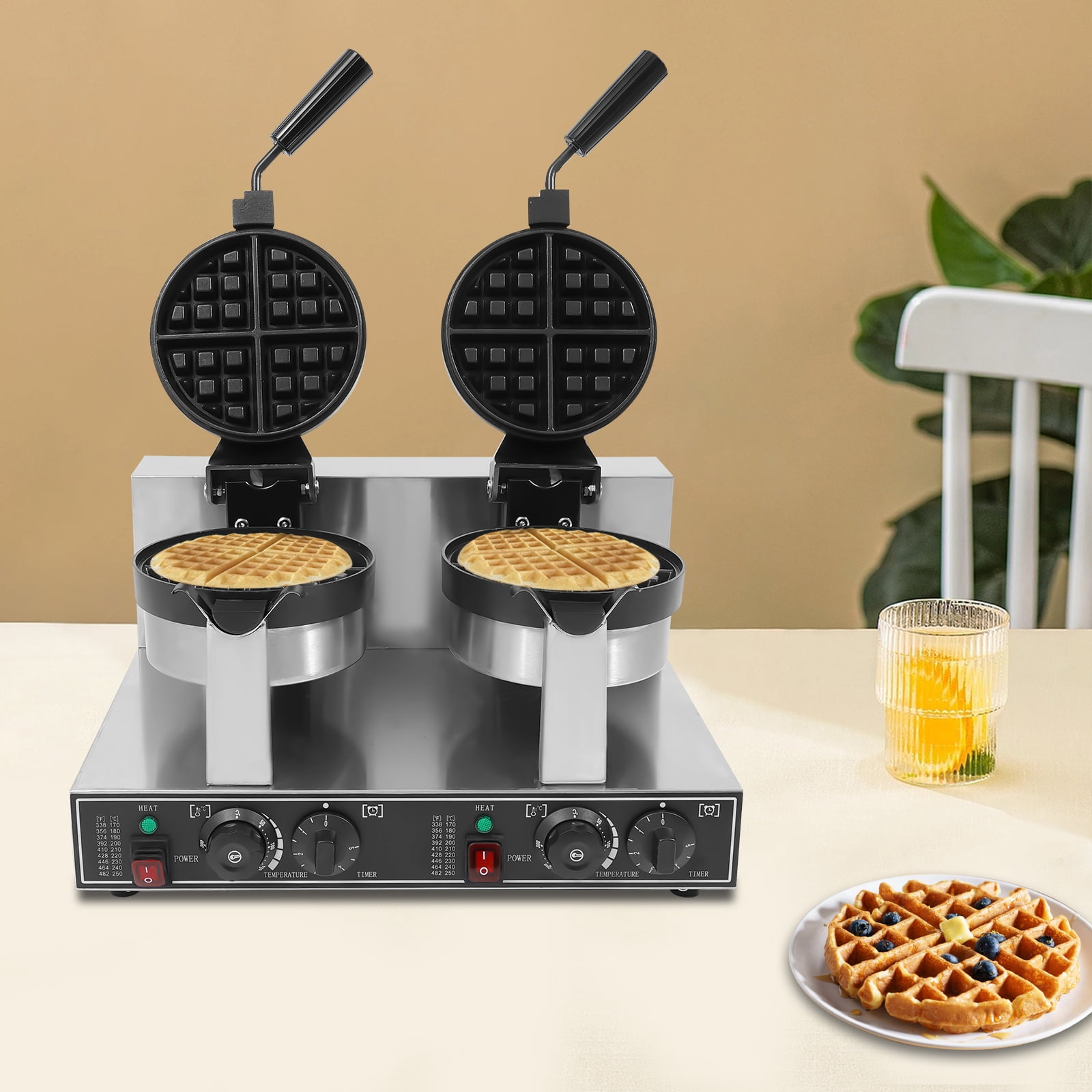 1 PCS 50*39*30cm/19.7*15.4*11.8in Waffle Maker, Waffle Making Machine, Double Head Waffle Maker Machine
