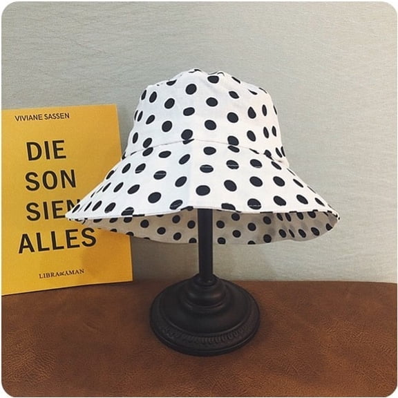 COCOpeaunt New Fashion Summer Autumn Women Panama Bucket Hat for Women Outdoor Hat Fishing Dot Caps Hat Female Sun Hat Lady Travel Cap Bob