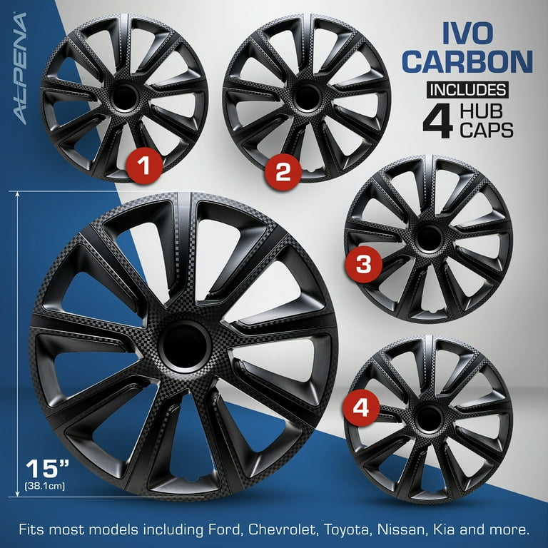 Alpena 15 Ivo Carbon Wheel Covers Durable Set of 4 - Walmart.com