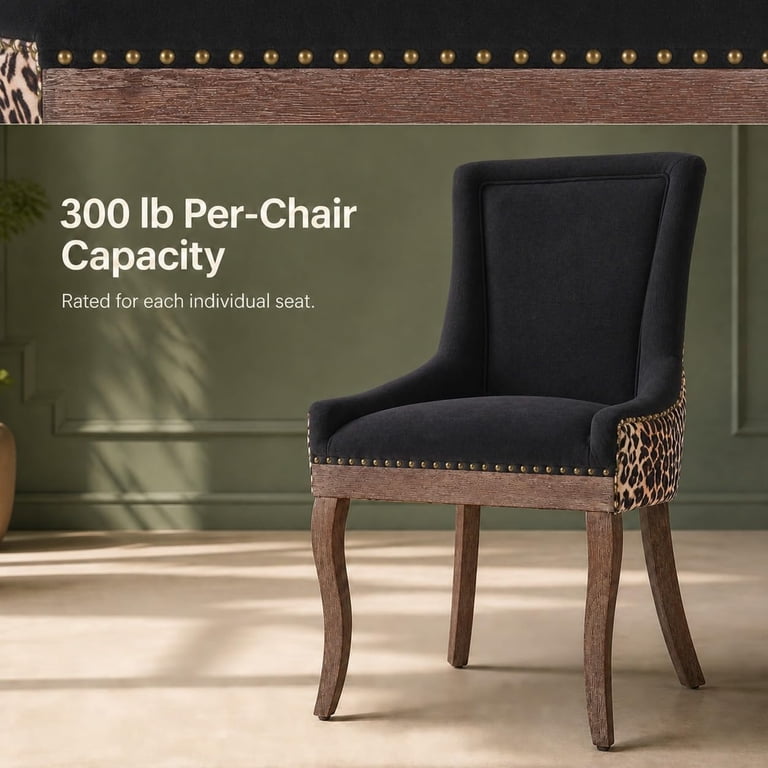 ODUSE-DAILY Leopard Dining Chairs, Set of 2 photo 6