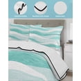 thumbnail image 4 of Quilts Twin-XL Size Bedding Set, Aqua Ombre Lightweight Quilted Comforter, Modern Moire Abstract Art Aesthetics Soft Reversible Bedspread Coverlet with Pillow Covers for All Season, 68" x 98", 4 of 7