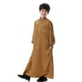 thumbnail image 4 of Nrmvnmi Muslim Robe for Boys Long Sleeve Turndown Neck Saudi Arab Kaftan Islamic Button Dubai Robes With Pockets, 4 of 9
