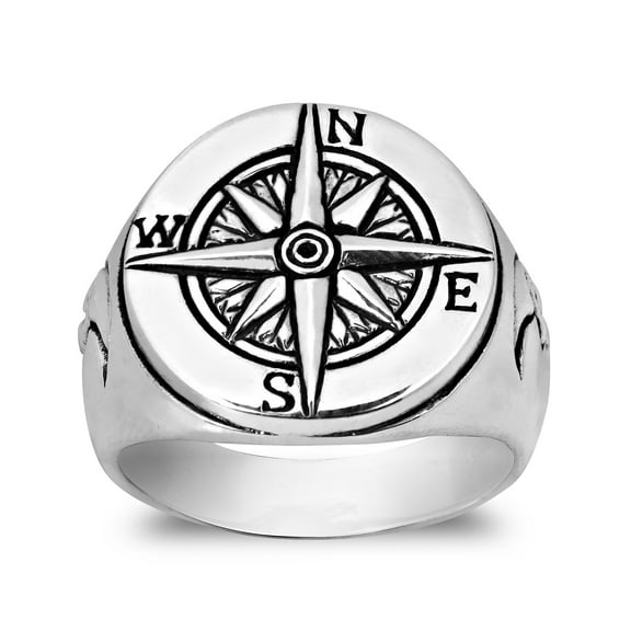 AeraVida Love of Travel Inspirational Compass Star Guide Sterling Silver Ring Classic and Sttylish Meaningful Jewelry Casual and Unique Unisex Jewelry Gifts