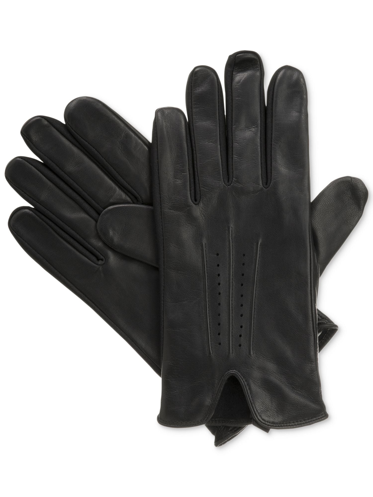 Dockers Mens Black Genuine Leather Gloves Micro Terry Lined 