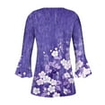 thumbnail image 5 of CYMMPU Fall Trendy Shirts 3/4 Sleeve Tunic Tops Spring Tops Floral Printed Loose Fit Button V Neck Flare Sleeve Blouses for Women Dressy Casual Empire Waist A Line T-Shirts XXL, 5 of 5