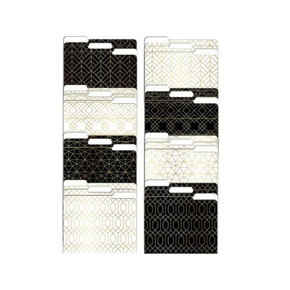 Better Office Geometric Gold Foil Heavyweight File Folders 1/3-Cut Tab Letter Size Assorted Colors