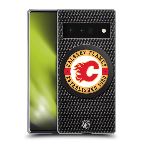 Head Case Designs Officially Licensed NHL Calgary Flames Puck Texture Soft Gel Case Compatible with Google Pixel 6 Pro