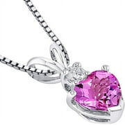 GEMEMPORIUM Pink Sapphire Necklace 925 Sterling Silver Gemstone Necklace October Birthstone Necklace Pink Sapphire Jewelry, Wedding