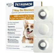 (2 pack) PETARMOR 7 Way De-Wormer for Puppies and Small Dogs, 6-25 lbs, 6 Chewable Tablets