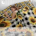 thumbnail image 4 of Cal King 4 Piece Bedding Set Summer Sunflower Bee Spring Floral Watercolor Soft Breathable Duvet Cover and Pillowcase,Black Buffalo Check Duvet Cover Set Bed Sheets for Bedroom Dormitory Guest Room, 4 of 9