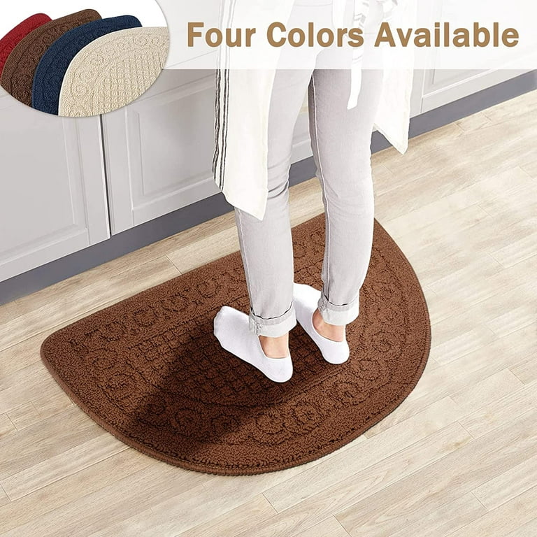 Polypropylene Half Round Pure Color Doormat Non Slip Semicircle Door Mat  for Bedroom Toilet Kitchen Entryway (Small, Brown)