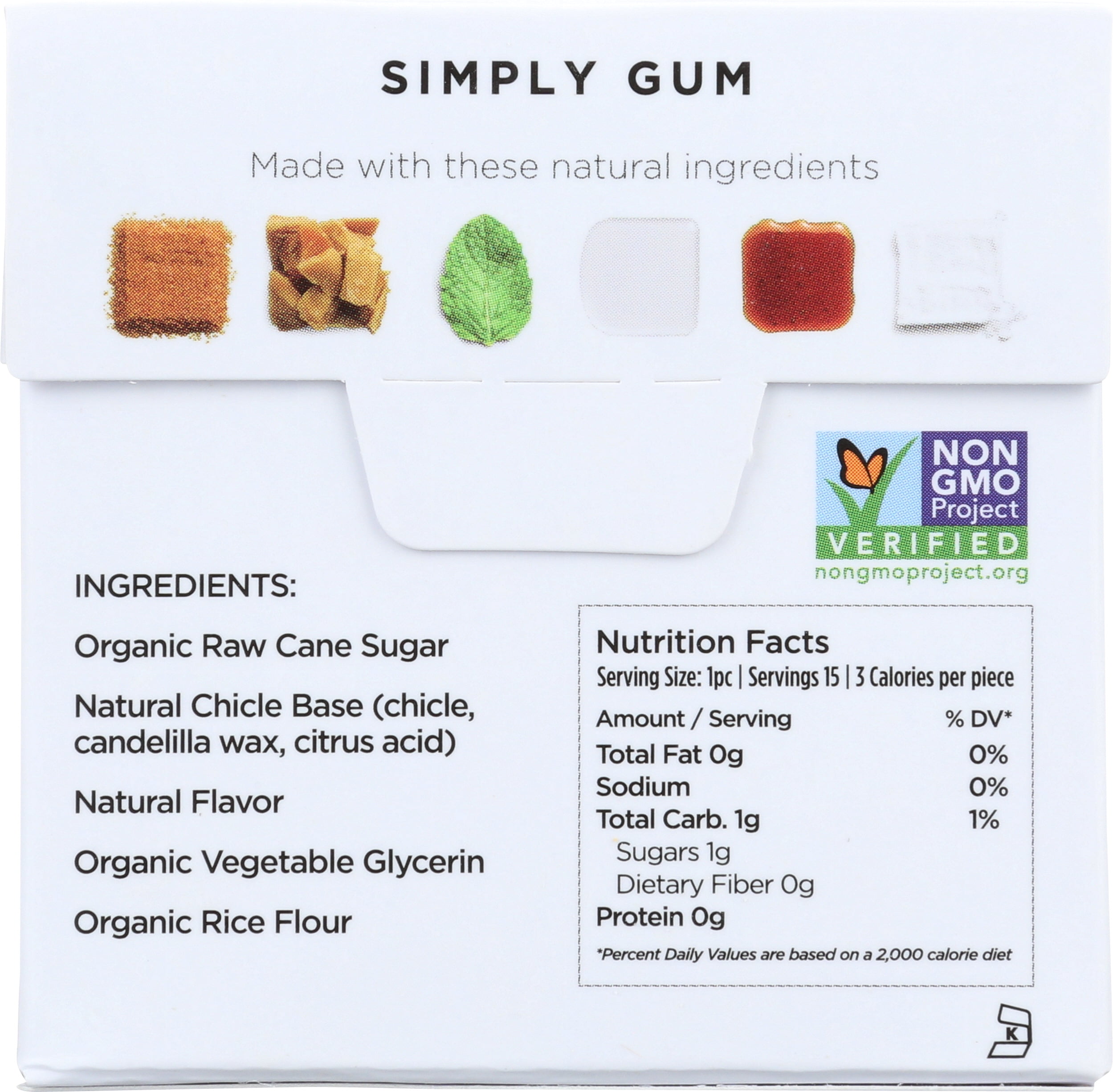 Pack of 12, Simplygum Natural Mint Chewing Gum, 15 Count