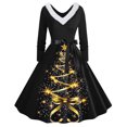 thumbnail image 1 of TIMIFIS Robes de Noël pour Femmes, Robes Maxi pour Femmes Robe Vintage de Vacances Manches Longues Col en V en Fourrure Robe Dos Nu, 1 of 3