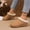 Brown, variant on Women's Casual Versatile Lined Warm Plus-Size Slippers Fall And Winter Style Trendy One-Strap Wedge Heel Thick-Soled Sandals.